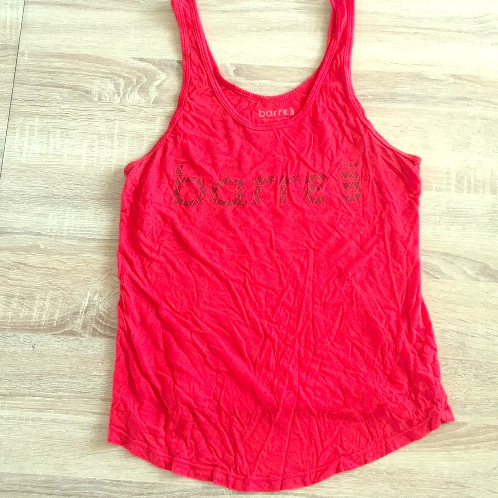 barre3 red scoop neck tank